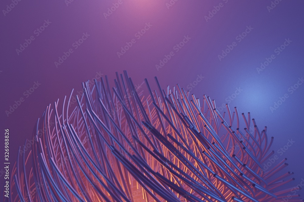 Poster abstract lines cables futuristic network communication technology, 3d rendering
