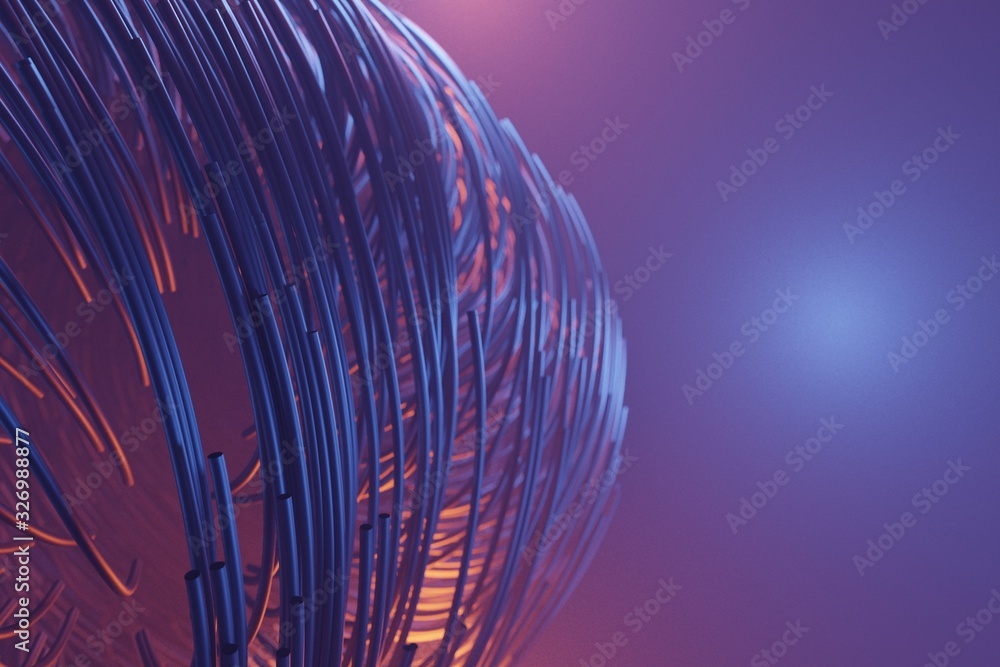 Poster abstract lines cables futuristic network communication technology, 3d rendering