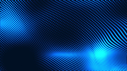 Obraz premium Dot white blue wave light screen gradient texture background. Abstract technology big data digital background. 3d rendering.
