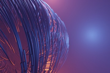 Abstract lines Cables Futuristic Network communication technology, 3d rendering