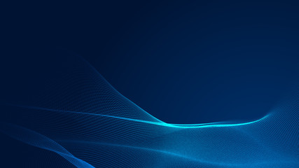 Dot blue wave light screen gradient texture background. Abstract  technology big data digital background. 3d rendering.