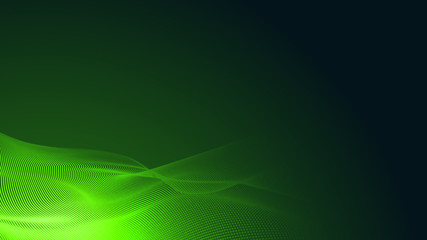 Dot green wave light screen gradient texture dark background. Abstract  technology big data digital background. 3d rendering.