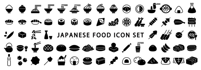 Big Set of Japanese Food Icon (Flat Silhouette Version) © Satoshi Kikyo