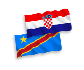 Flags of Democratic Republic of the Congo and Croatia on a white background
