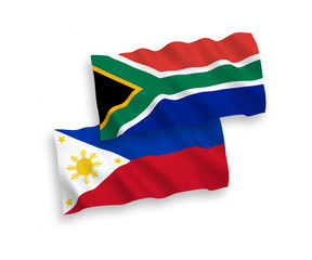 Fototapeta premium Flags of Philippines and Republic of South Africa on a white background