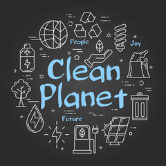 Vector Black Concept of Clean Planet Blue Text