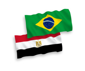 Flags of Brazil and Egypt on a white background