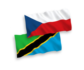 Flags of Czech Republic and Tanzania on a white background
