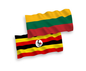 Flags of Lithuania and Uganda on a white background