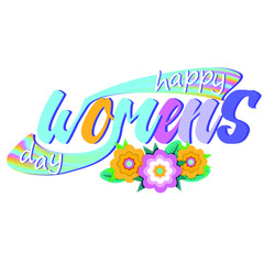 Fototapeta premium Color lettering: Happy Women's Day. Vector illustration, template design for posters, flyers or vouchers.
