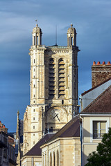 Fototapeta na wymiar gothic tower of the historic Cathedral Troyes, France.