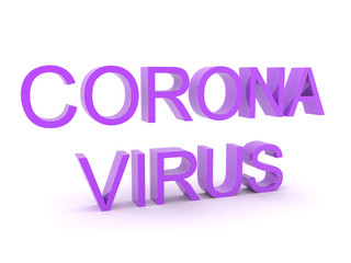 3D Rendering of purple text saying Corona Virus