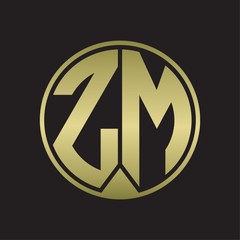 ZM Logo monogram circle with piece ribbon style on gold colors