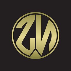 ZN Logo monogram circle with piece ribbon style on gold colors