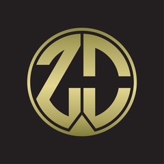 ZO Logo monogram circle with piece ribbon style on gold colors