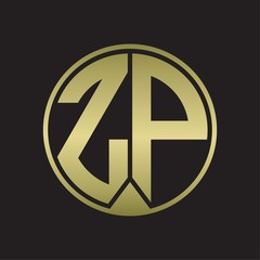 ZP Logo monogram circle with piece ribbon style on gold colors