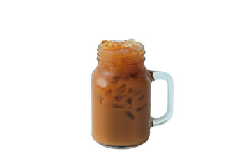 Isolate Iced coffee in glass on white background