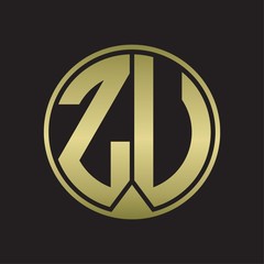 ZU Logo monogram circle with piece ribbon style on gold colors