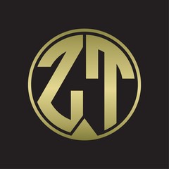 ZT Logo monogram circle with piece ribbon style on gold colors