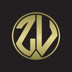 ZV Logo monogram circle with piece ribbon style on gold colors
