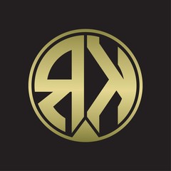 RK Logo monogram circle with piece ribbon style on gold colors