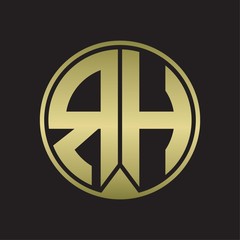RH Logo monogram circle with piece ribbon style on gold colors