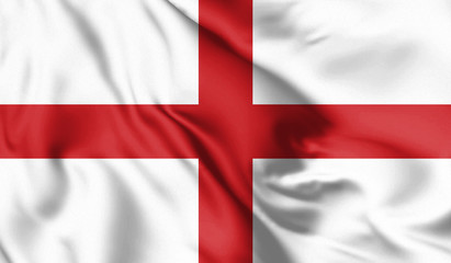 Obraz premium England flag blowing in the wind. Background silk texture. 3d illustration.