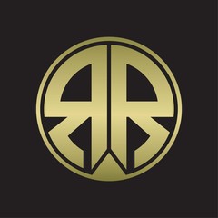 RR Logo monogram circle with piece ribbon style on gold colors