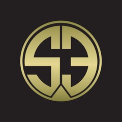 SE Logo monogram circle with piece ribbon style on gold colors