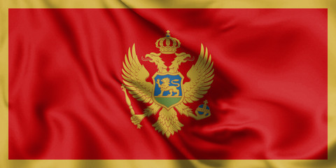Montenegro flag blowing in the wind. Background silk texture. 3d illustration.