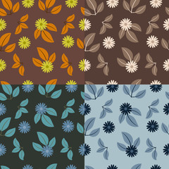 set of flower seamless patterns 