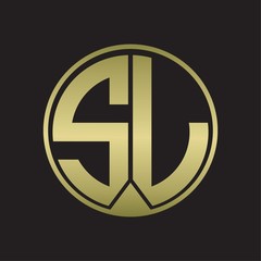 SL Logo monogram circle with piece ribbon style on gold colors