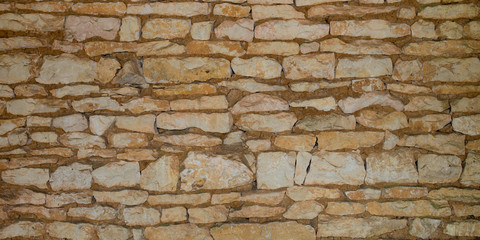 Stone wall brown texture background brick siding different sized stones