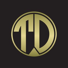 TD Logo monogram circle with piece ribbon style on gold colors
