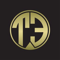 TE Logo monogram circle with piece ribbon style on gold colors