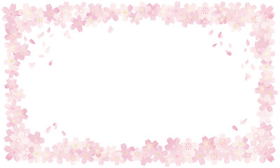 Fototapeta na wymiar 水彩風　淡いピンクの桜フレーム4