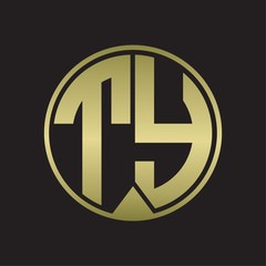 TY Logo monogram circle with piece ribbon style on gold colors