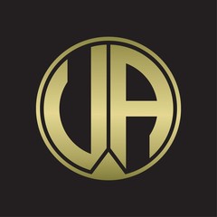 UA Logo monogram circle with piece ribbon style on gold colors