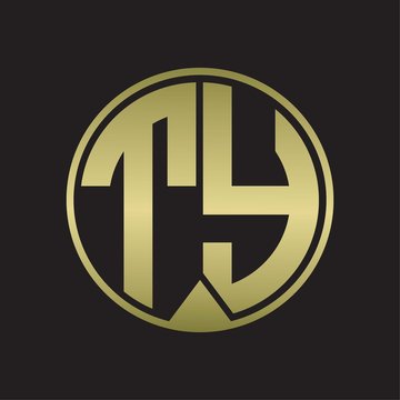 TY Logo monogram circle with piece ribbon style on gold colors