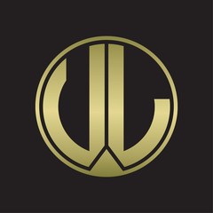 UL Logo monogram circle with piece ribbon style on gold colors