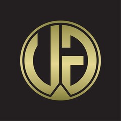 UG Logo monogram circle with piece ribbon style on gold colors