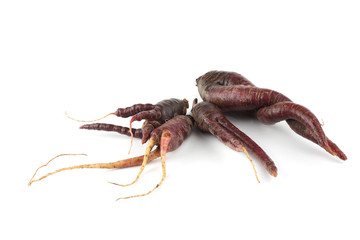 Funny ugly violet carrots
