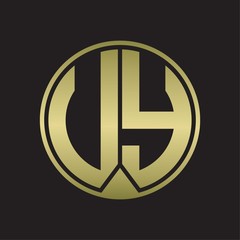 UY Logo monogram circle with piece ribbon style on gold colors