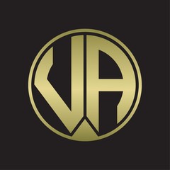 VA Logo monogram circle with piece ribbon style on gold colors