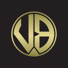 VB Logo monogram circle with piece ribbon style on gold colors