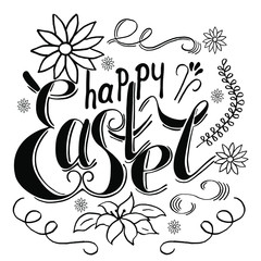 Lettering: Happy Easter. Vector illustration, template design for posters, flyers, posters, vouchers, cards.