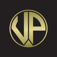 VP Logo monogram circle with piece ribbon style on gold colors