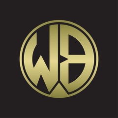 WB Logo monogram circle with piece ribbon style on gold colors