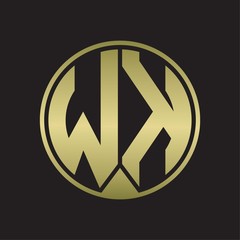 WK Logo monogram circle with piece ribbon style on gold colors