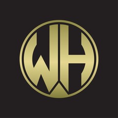 WH Logo monogram circle with piece ribbon style on gold colors